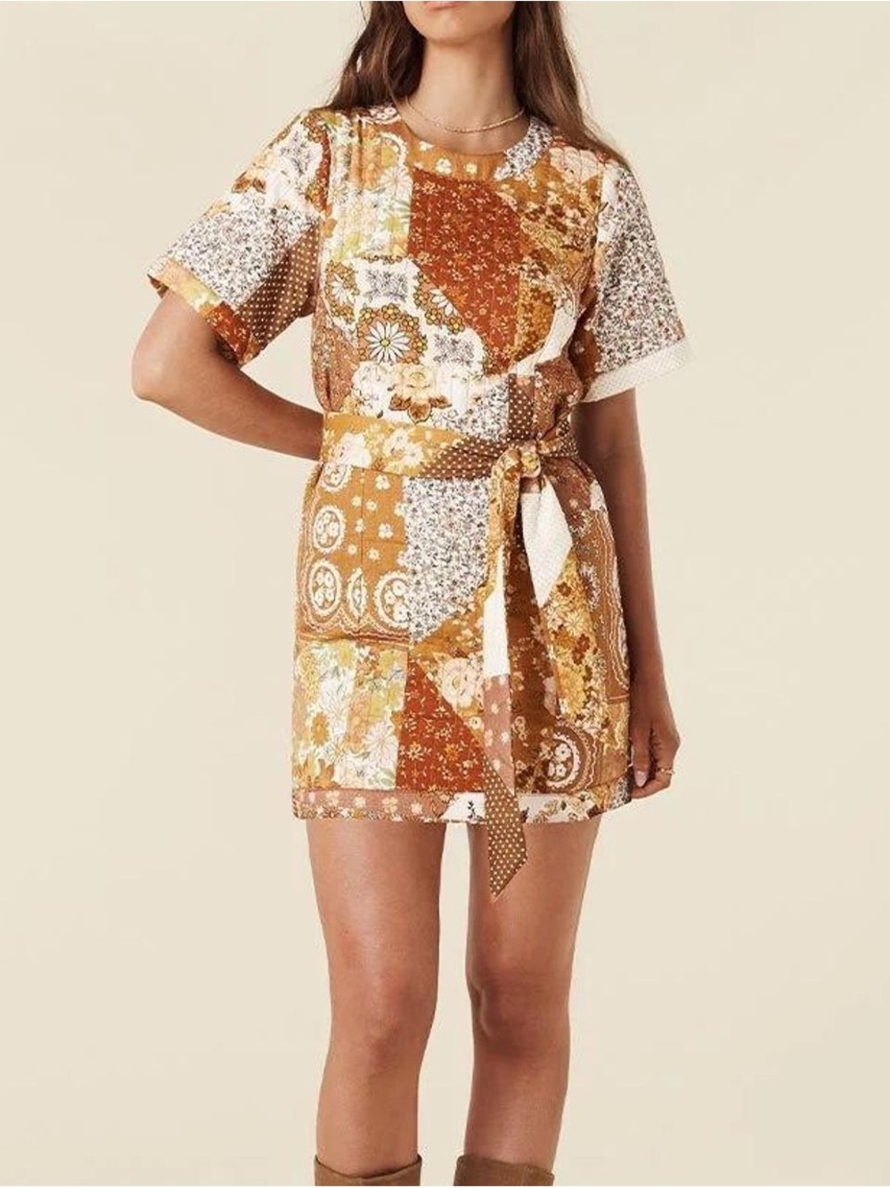 Spell - Cha Cha Quilted Tunic Dress -Patchwork - Size Small - Like NEW!